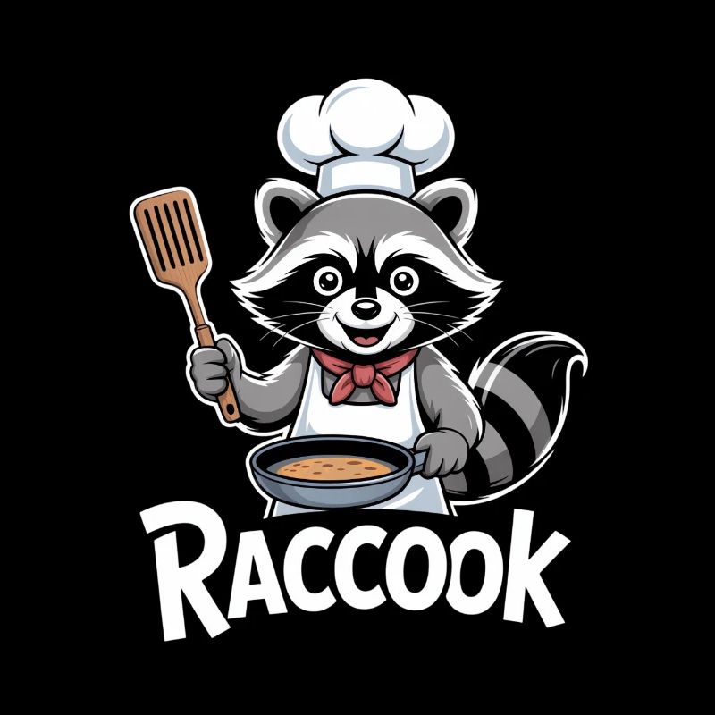 Raccook Raccoon Chef With Pan And Chef's Hat