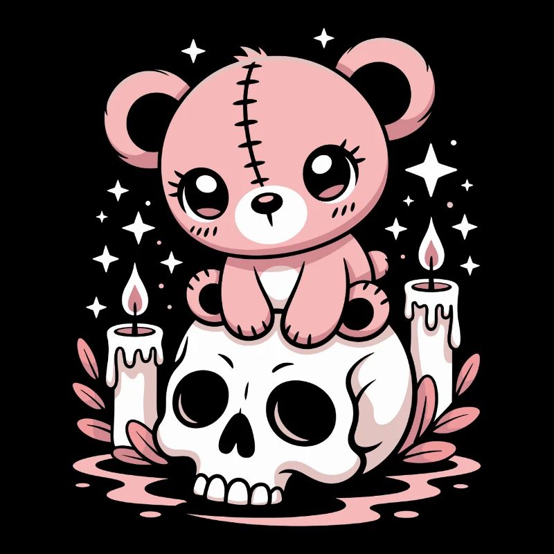 Kawaii Pastel Goth Patched Bear