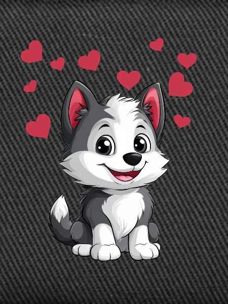Herziger Husky mit Herzchen
