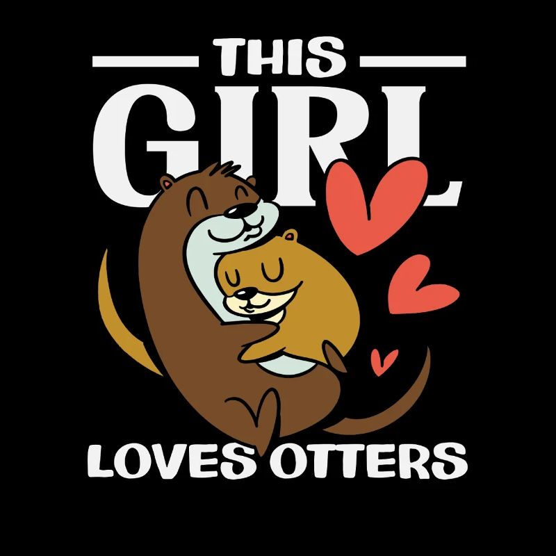 Fille aime loutre de mer dessin animé