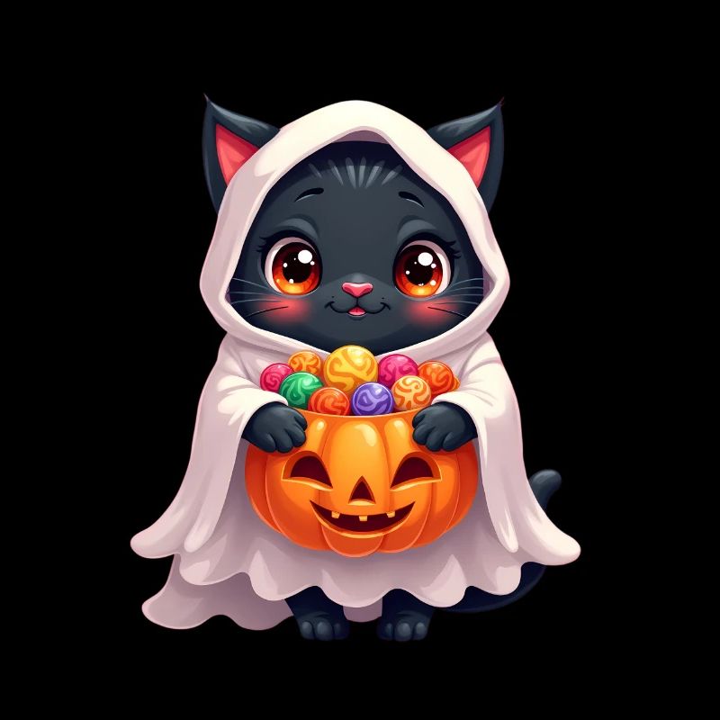 Chat d’Halloween avec citrouille d’Halloween