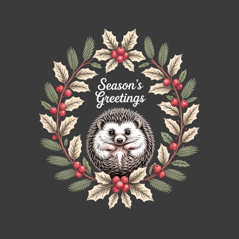 Seasons Greetings Igel Weihnachtskranz Winter