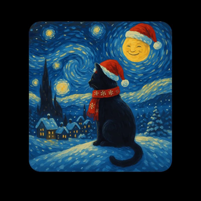 Chat de la nuit étoilée dans la magie de Noël