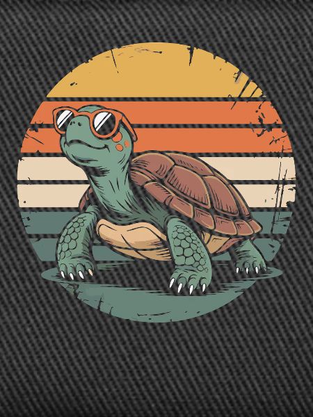 Retro turtle at sunset