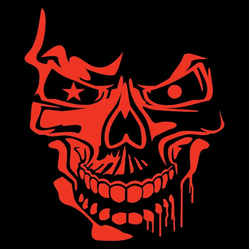 Red Stylized Skull Illustration