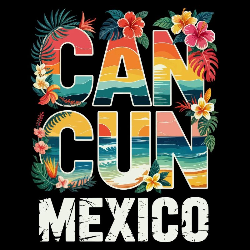 Cancun, Mexique, Typographie tropicale