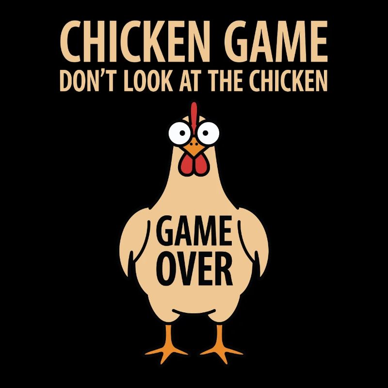 Jeu de poulet de théorie de jeu Ne regardez pas le poulet