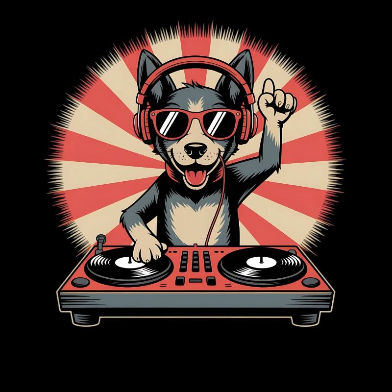 DJ Hund mit Kopfhörern