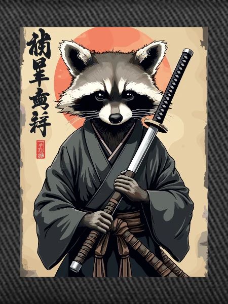 Raccoon Samurai in Kimono