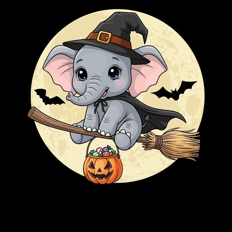 Cute Elephant Witch Halloween