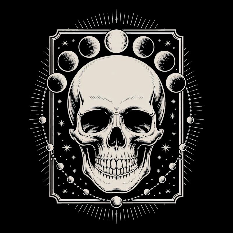 Gothic Totenschädel mit Mondphasen mystisches Design