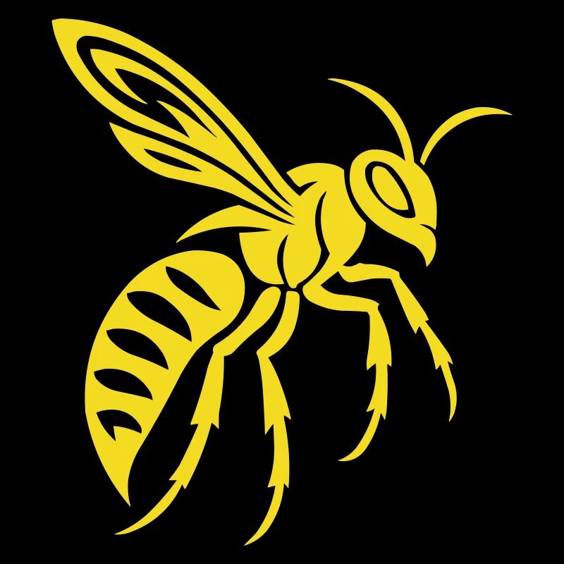 Yellow wasp silhouette on black