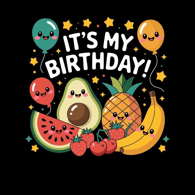 Its My Birthday Kawaii Fruit Party Avocado Pineapple