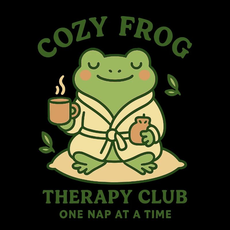 Cozy frog in bathrobe