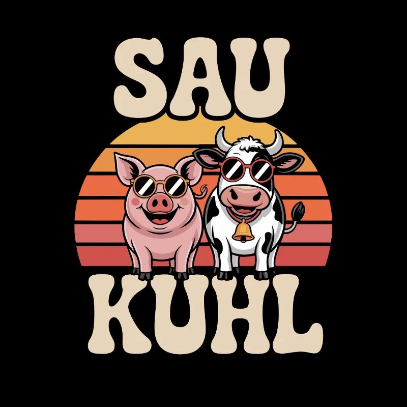 Sow Cool Funny Sow And Cow Sunset
