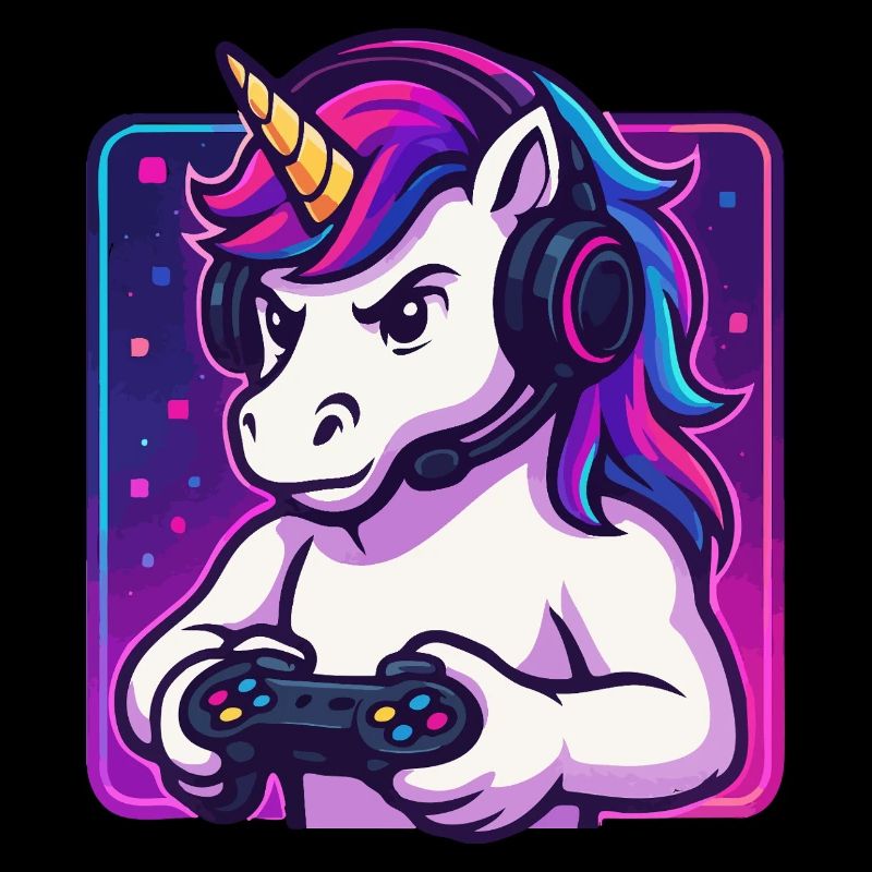 Neon Einhorn Gamer
