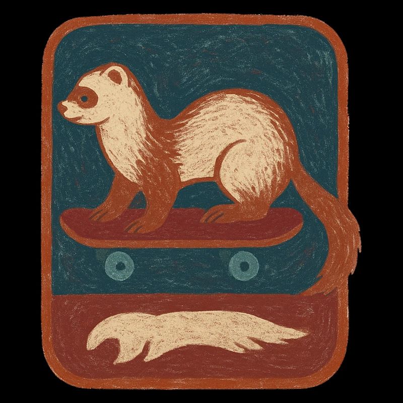 Frettchen auf Skateboard Retro