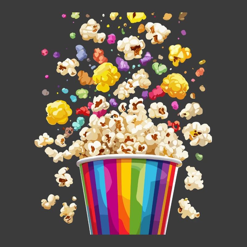 Explosion de pop-corn coloré de tasse arc-en-ciel