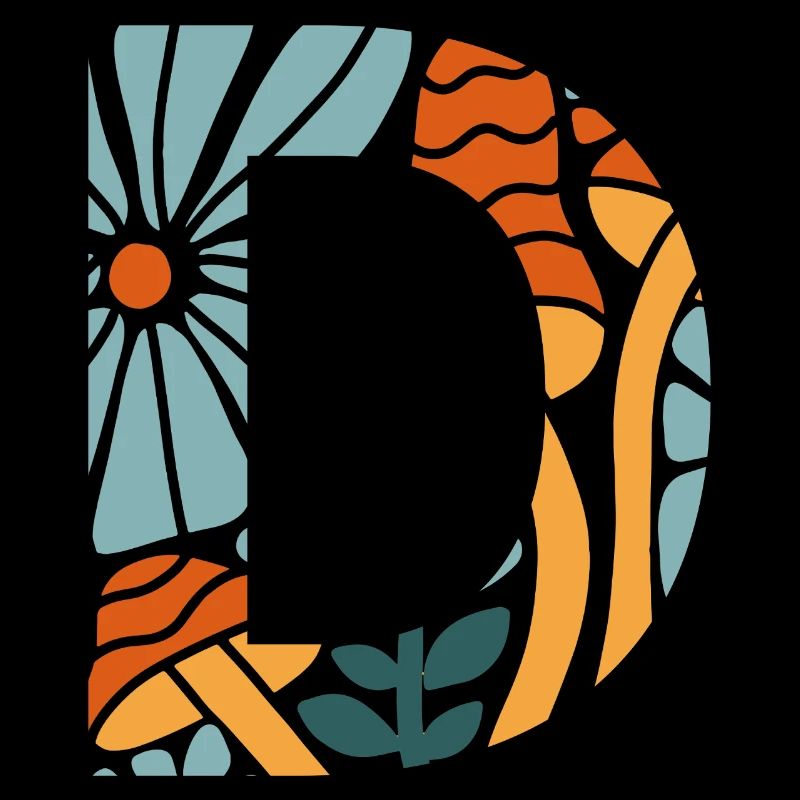 Buchstabe D Groovy Flowers Geschenkidee