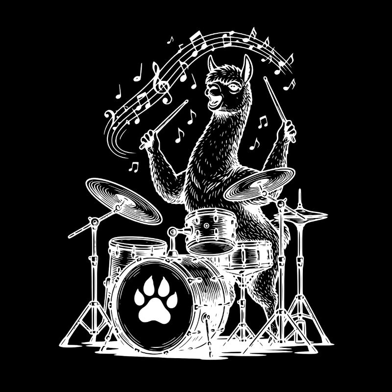 Drumming Alpaca Cartoon Music