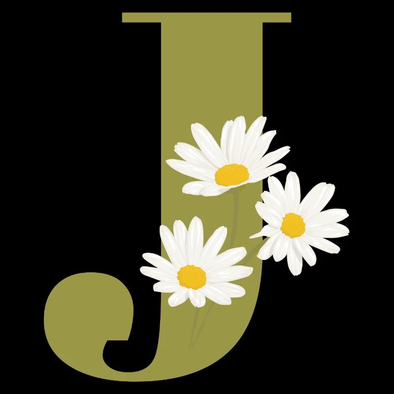 Letter j Green Daisies