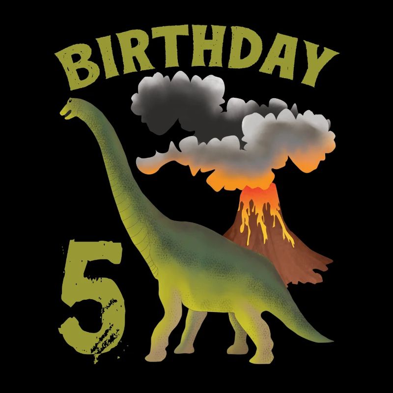 5 Year Old Birthday Boy Dino Volcano - 5th