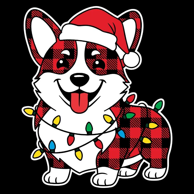 Hund Corgi Weihnachten Plaid Rot Plaid