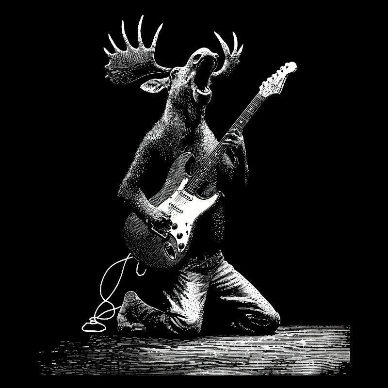 Rockender Elch mit E-Gitarre Geschenk Musikfans