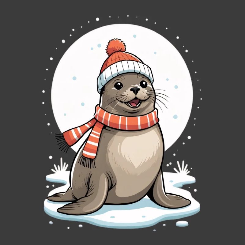 Sceau d’hiver avec écharpe