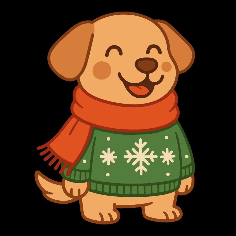 Lustiger Hund Weihnachtspullover Weihnachtsmann Schneeflocken