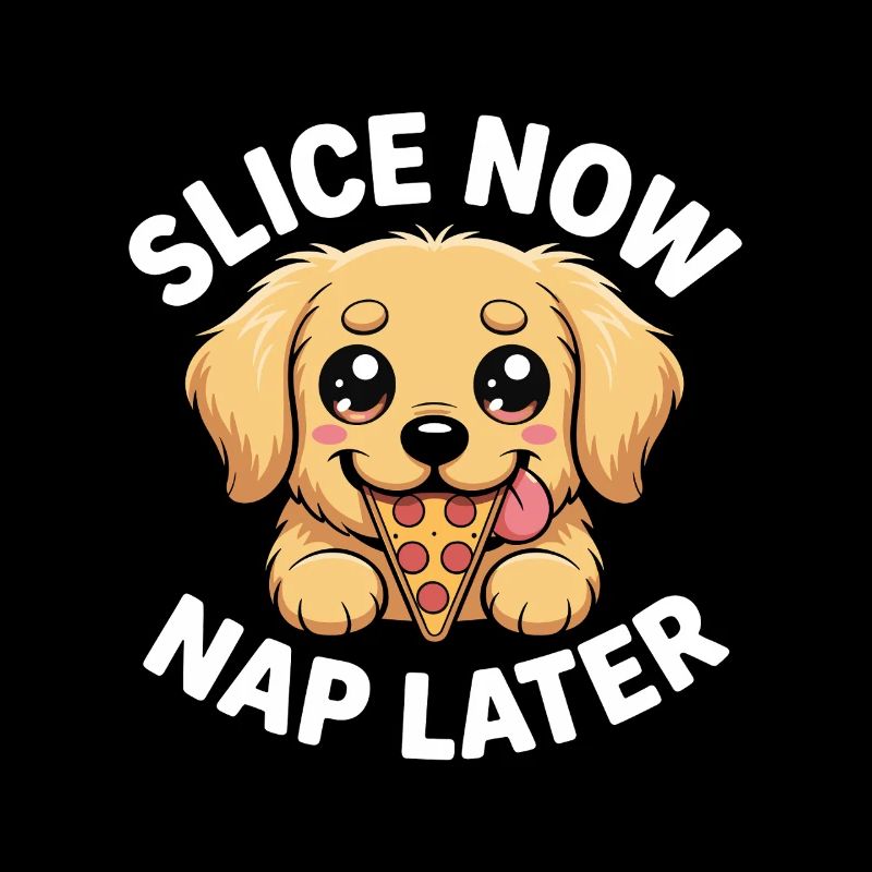 Süße Labrador Welpen essen jetzt ein Stück Pizza