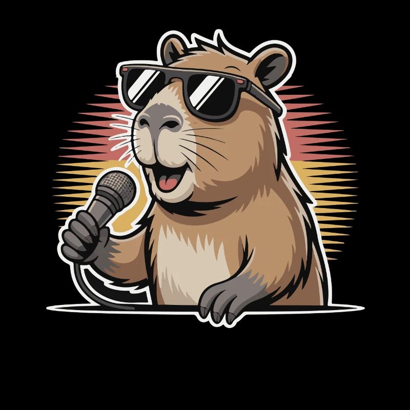 Sänger Capybara mit Sonnenbrille