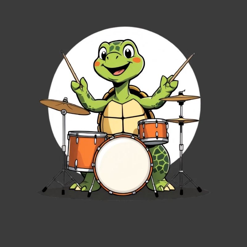 Turtle on the drum set