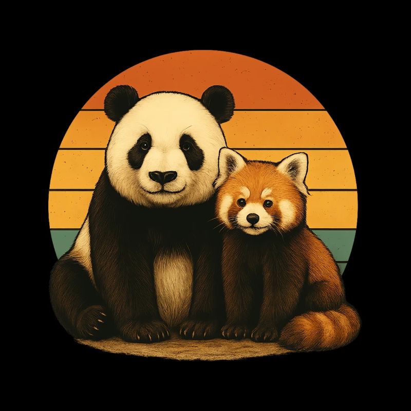 Panda Roter Panda Retro Tierfreunde
