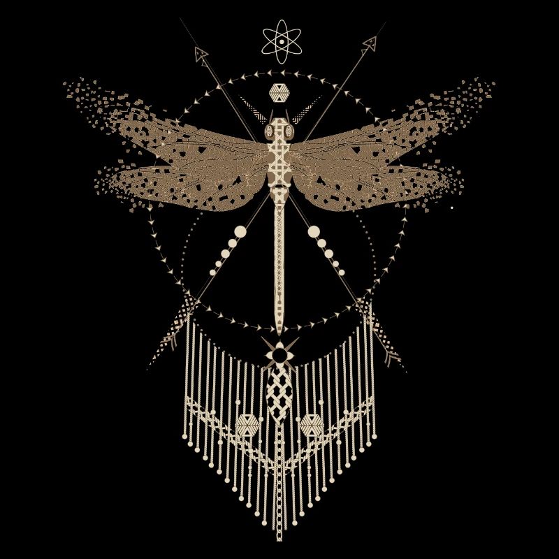 Libellule filigranée dans un style de lignes décoratives