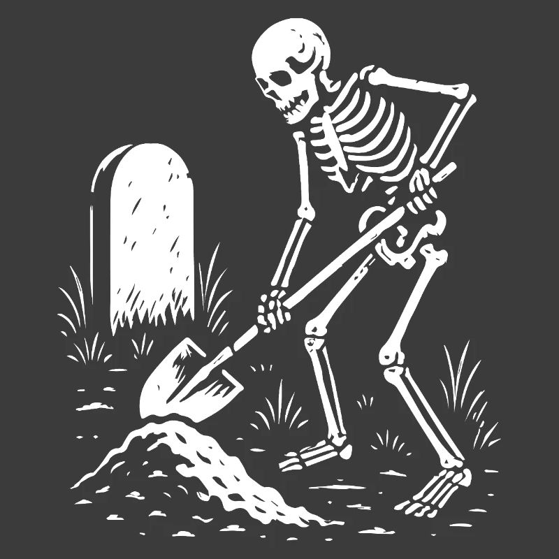 Skeleton Digging in Graveyard