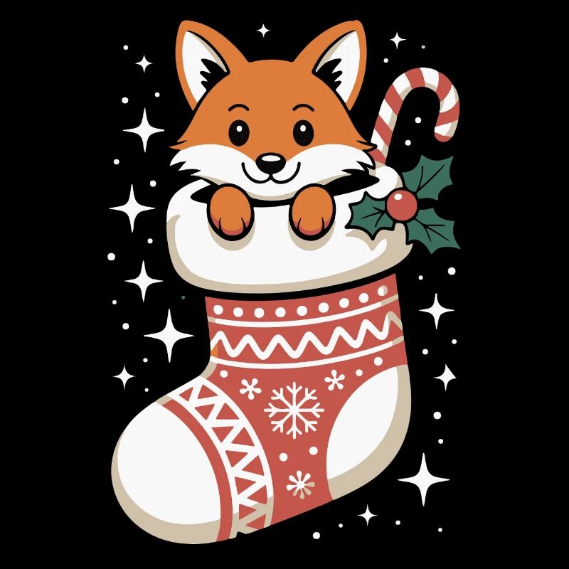 Renard en chaussette de Noël