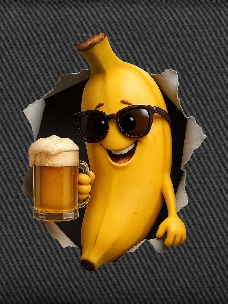 Bananenheld mit Bierglas