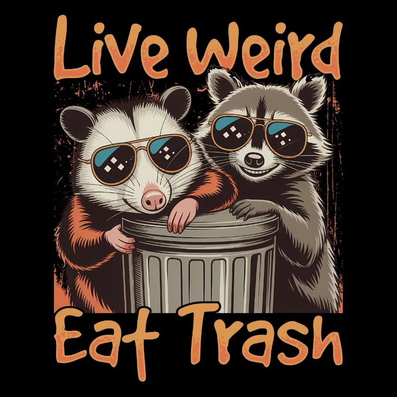 Funny Opossum and Raccoon
