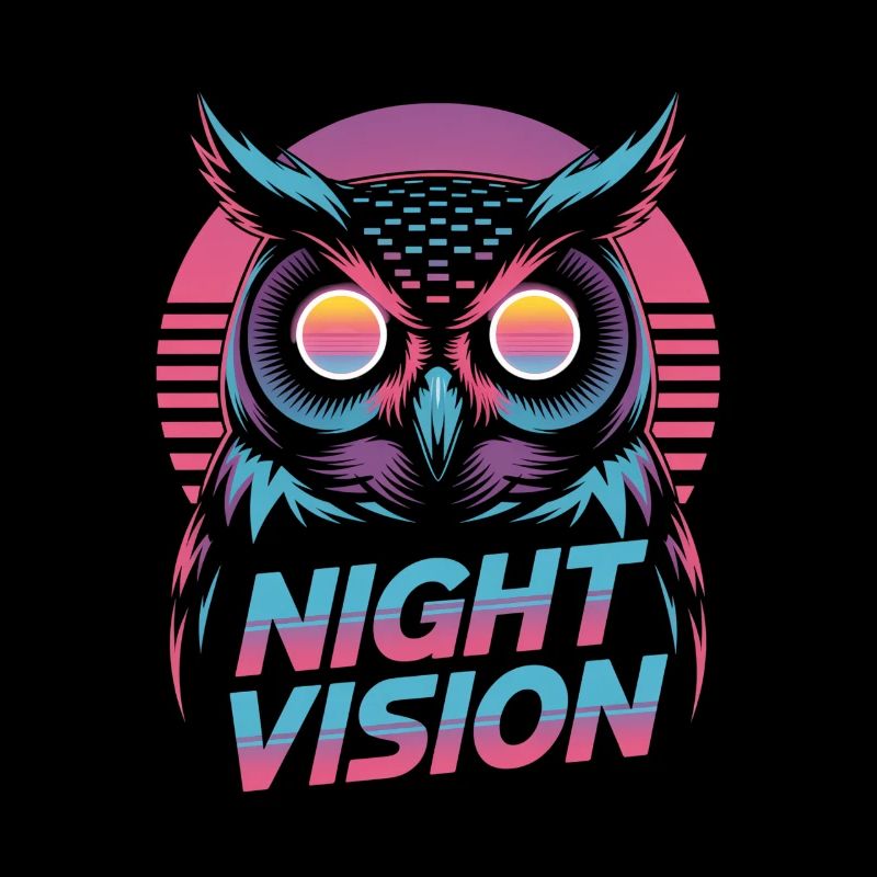 Night Vision Owl Retro Synthwave Night