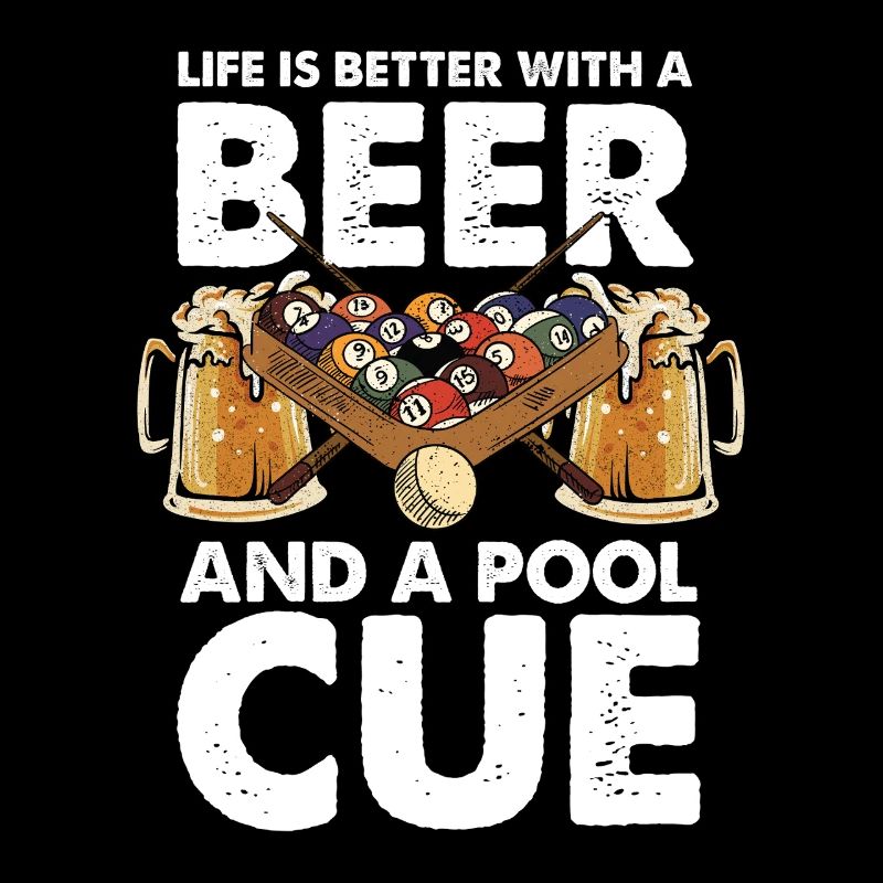 Beer, pool and cue
