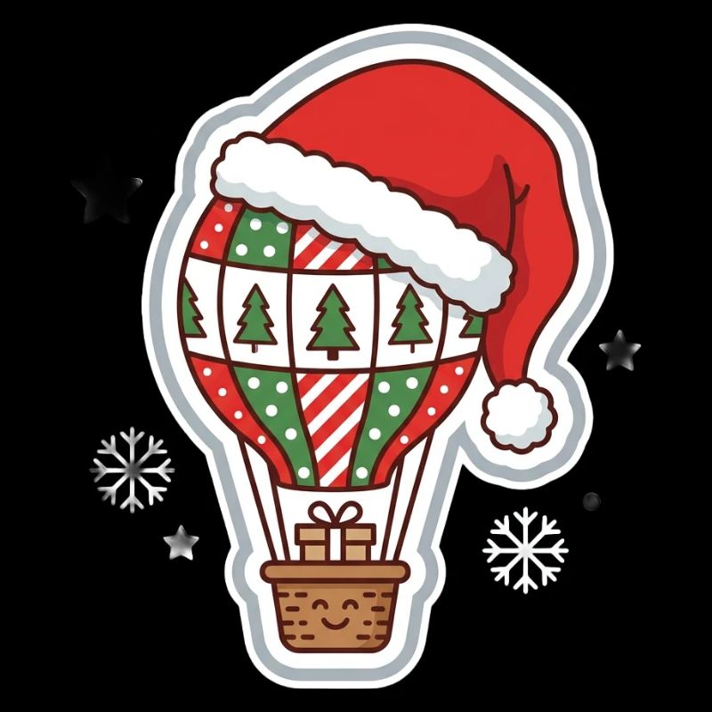 Montgolfière avec design de chapeau de Noël