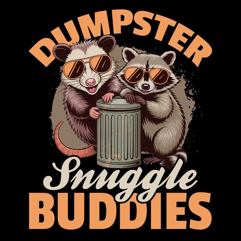 Funny Opossum and Raccoon