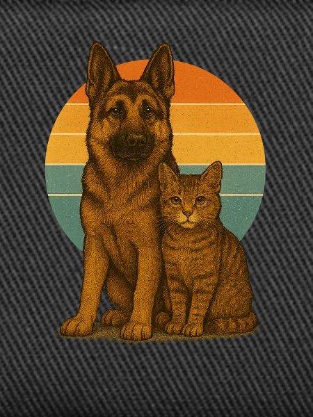 German Shepherd and Cat