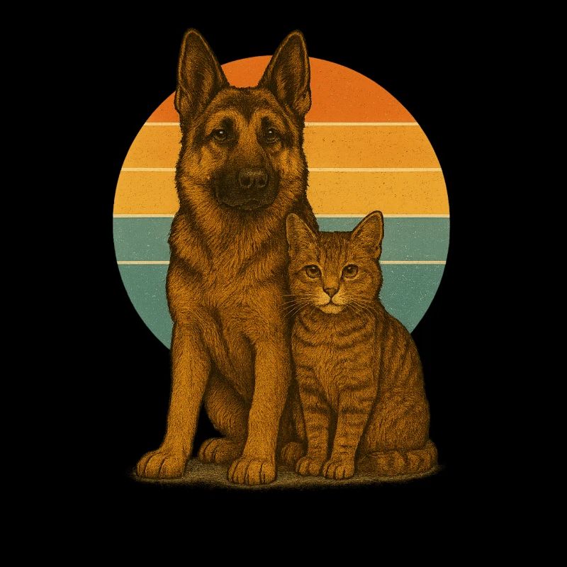 German Shepherd and Cat