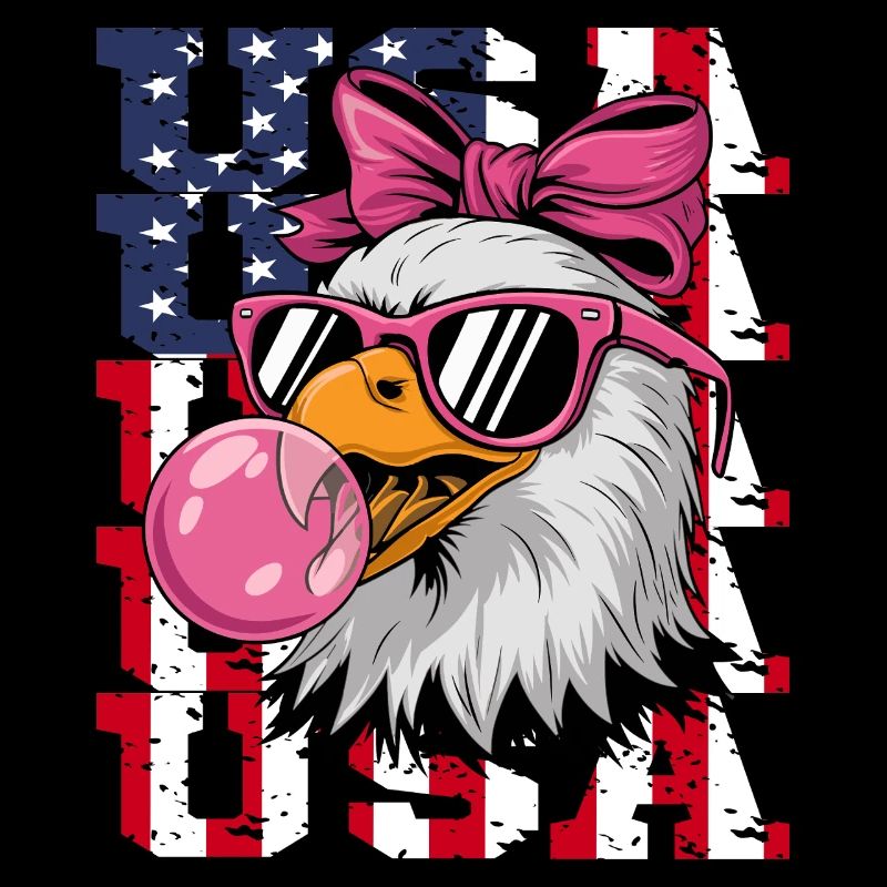 USA Eagle avec des lunettes de soleil rose chewing-gum