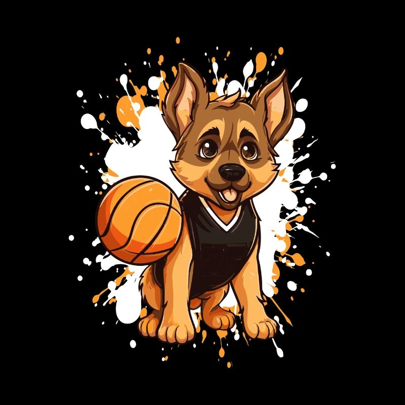 Chien de basket en mode jeu