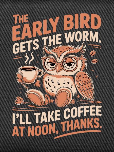 Lustige Eule und Kaffee