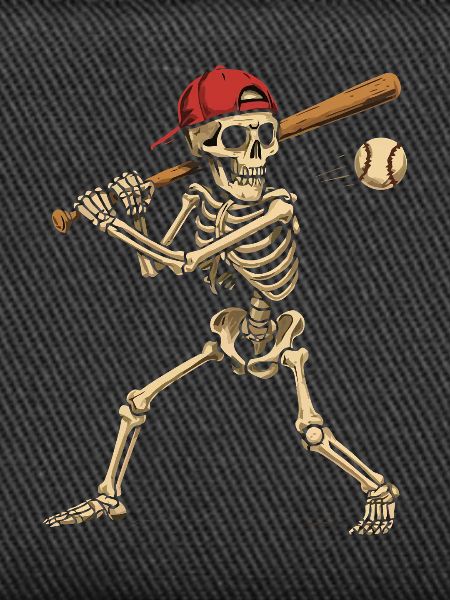 Baseballspielendes Skelett