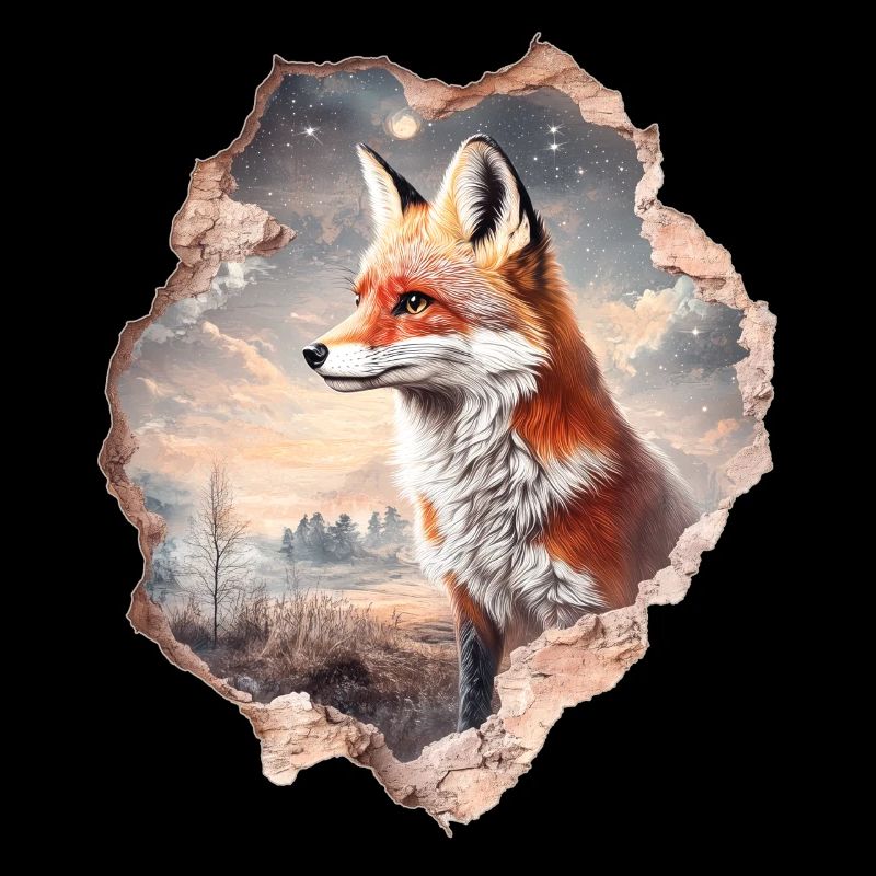 Fox and starry sky